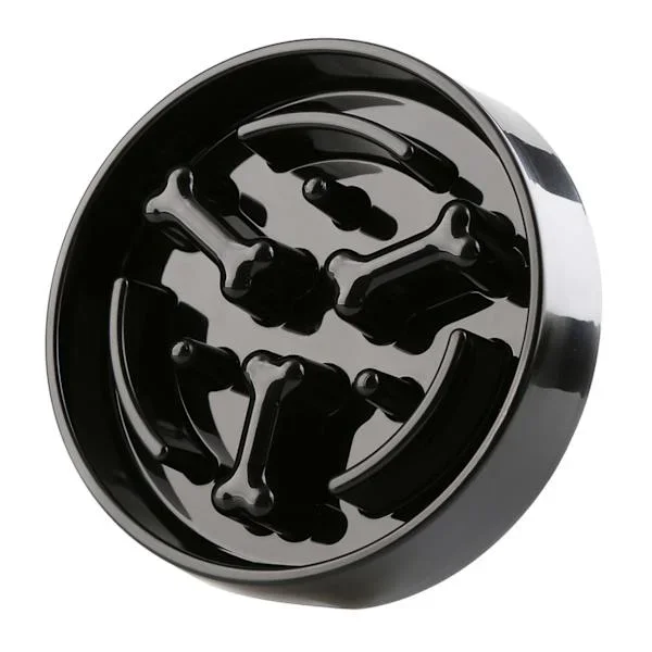 1.5-Cup Bone-Style Slow Pet Feeder, Black
