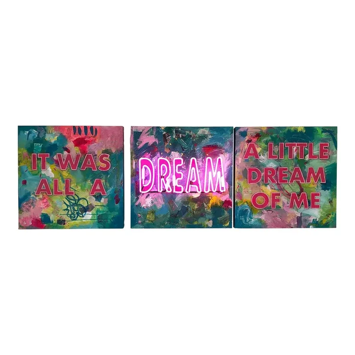 “It Was All a Dream a Little Dream of Me” Original Contemporary Pop Art Triptych Painting by Amy Smith