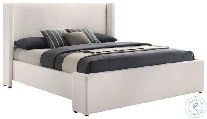 Alamosa White King Upholstered Wingback Platform Bed