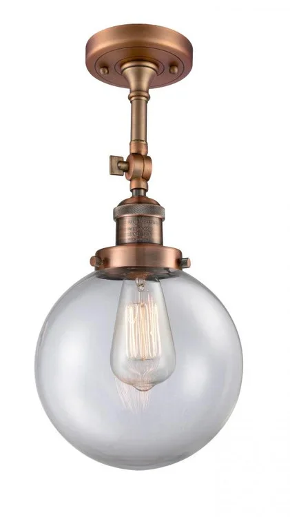 Beacon – 1 Light – 8 inch – Antique Copper – Adjustable Semi-Flush Mount (3442|201F-AC-G202-8-LED)
