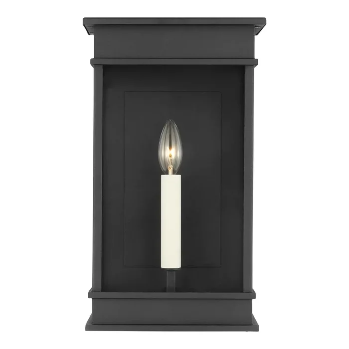 Chapman & Myers by Visual Comfort Studio Cupertino 1-Light Outdoor Mini Lantern Sconce in Textured Black