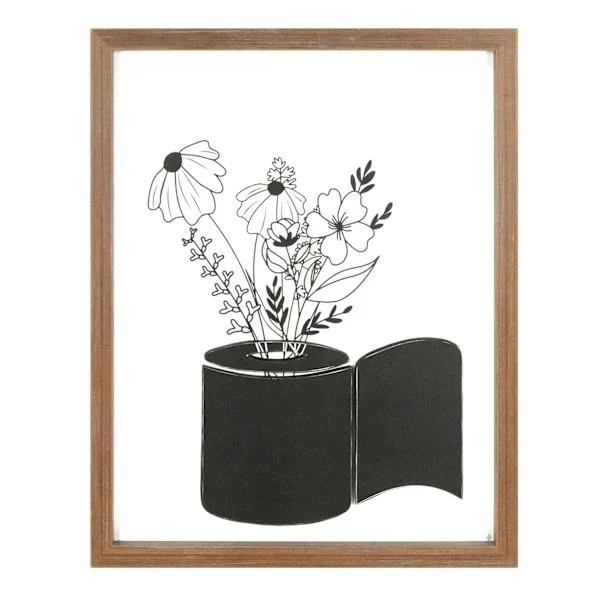 Floral Toilet Paper Wall Art, 11×14