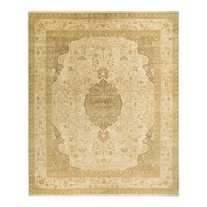 Mogul Collection Hand-Knotted Area Rug – Ivory 12′ 4″ x 15′ 2″