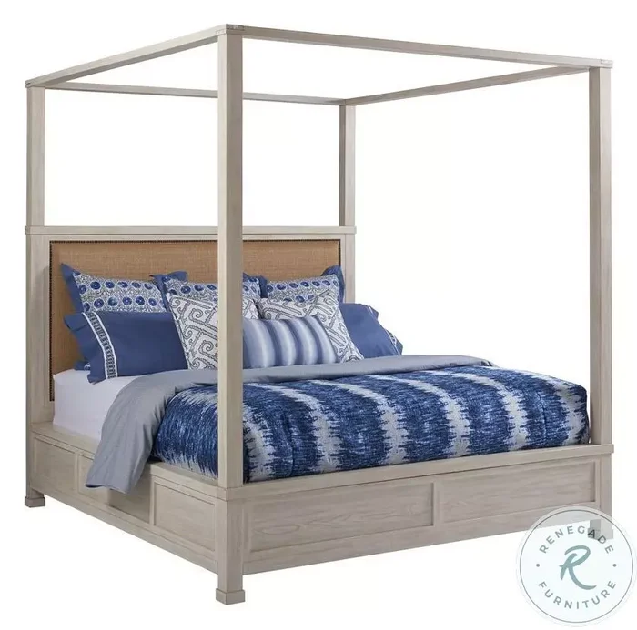 Newport Natural Raffia And Sailcloth Shorecliff King Canopy Bed By Barclay Butera