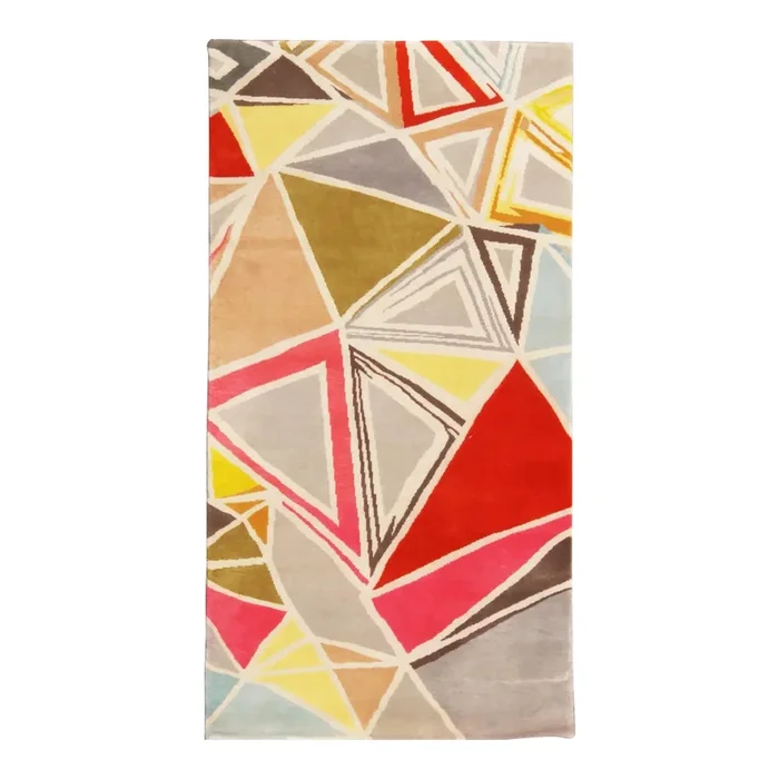 Rug & Kilim’s Mid-Century Modern Rug Geometric Gray Red Wool Custom Runner, 4×6