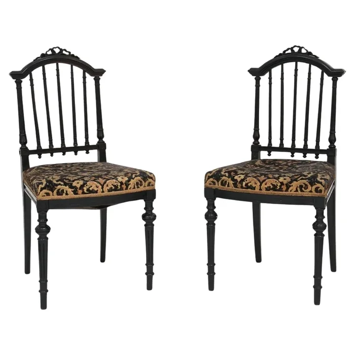 Set of Black Side Chairs, 1870