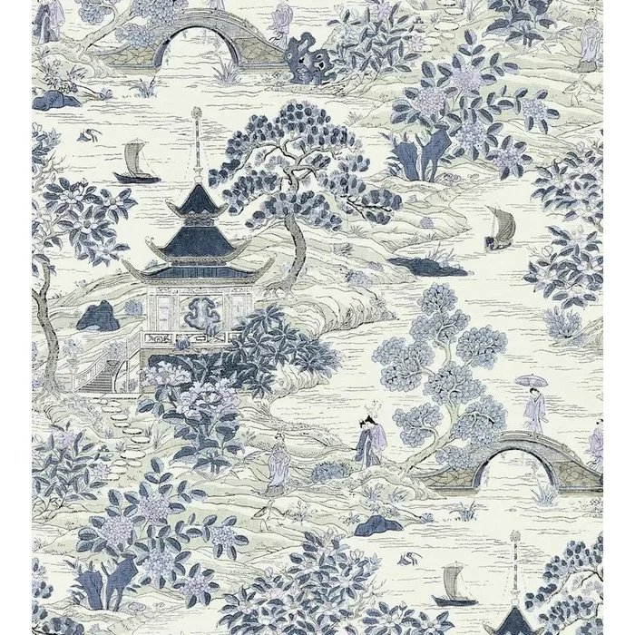 The House of Scalamandré Satomi Hand Block Print Fabric, Evening Blue