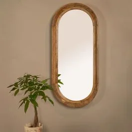 Wood Framed Oval Wall Mirror