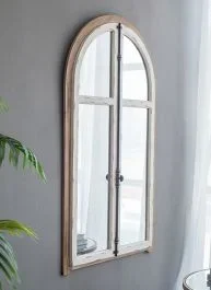 Wooden Arched Window Frame Mirror